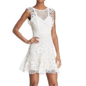 BCBGMaxAzria Mixed Lace Dress White Guipire
Crochet size 2 bachelorette bridal